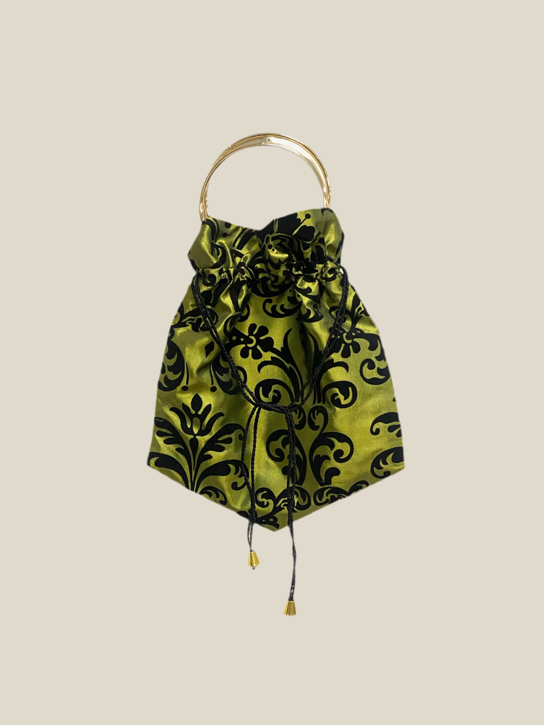 Bolso Saco verde brocado