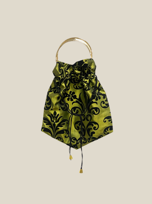 Bolso Saco verde brocado