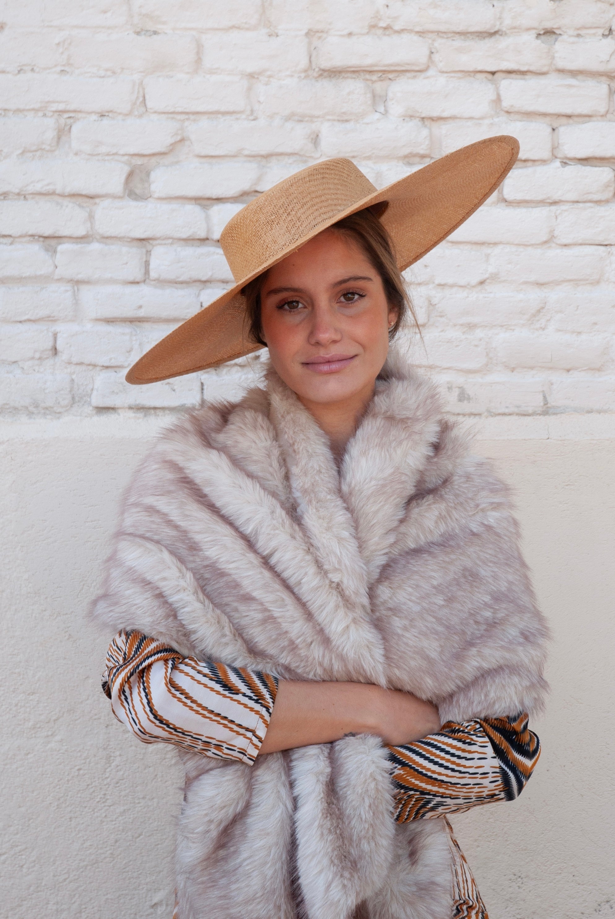 Estola de pelo Beige