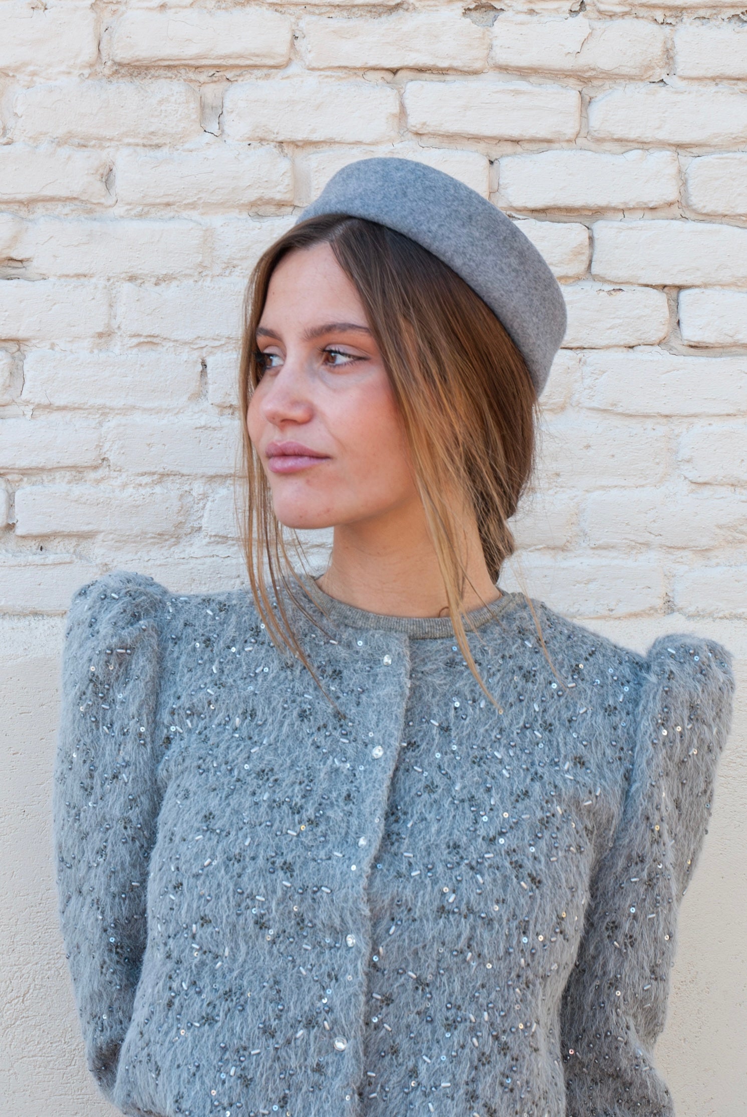 Tocado Casquete Jackie mini gris