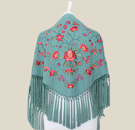 Mantoncillo Bordado Aguamarina