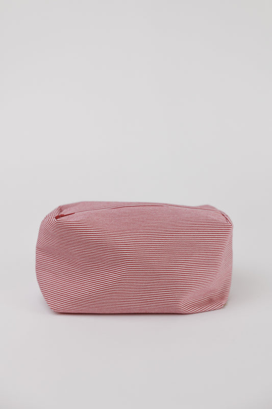 Red striped toiletry bag