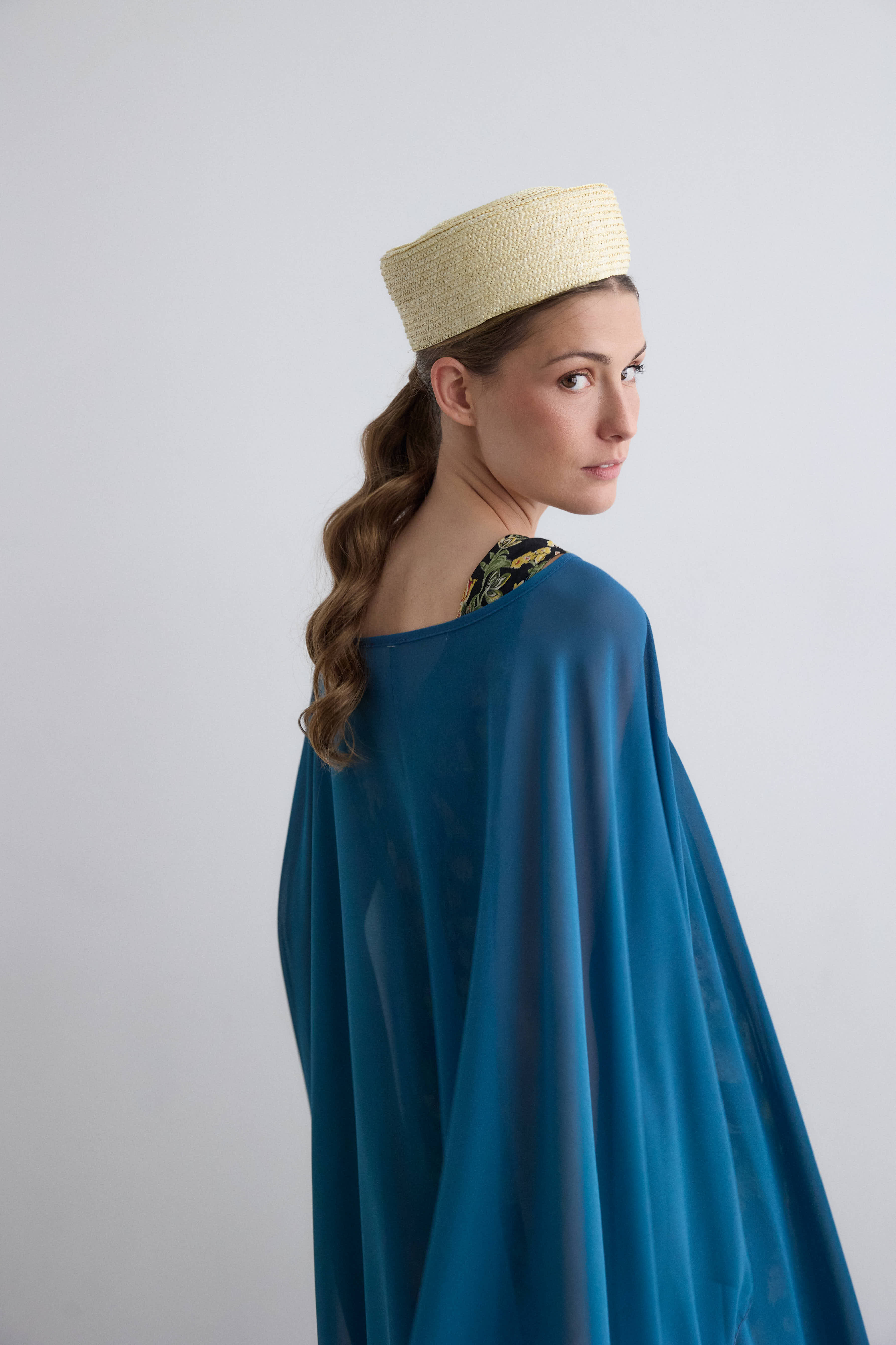 Long petroleum crepe cape
