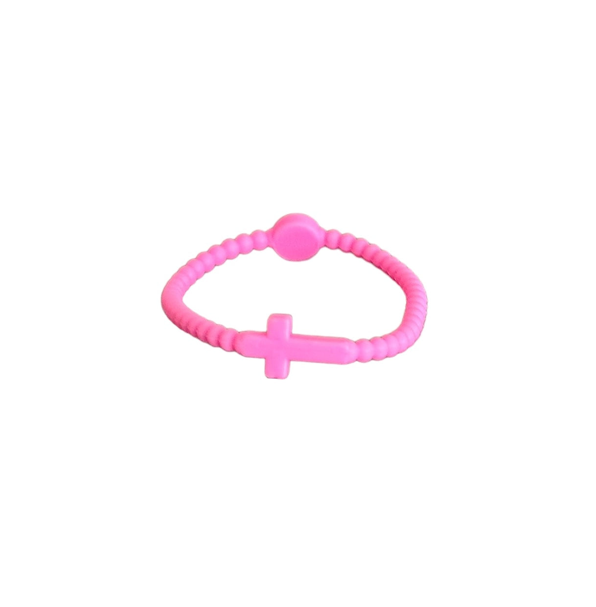 Pulsera Cruz rosa chicle