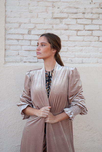 Abrigo de terciopelo Beige