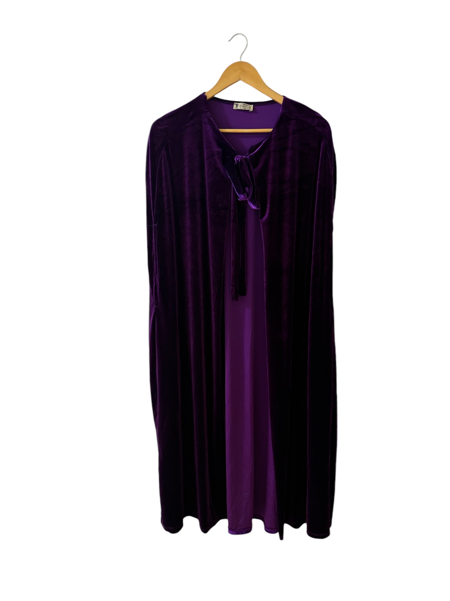 Long Aubergine Velvet Cape 