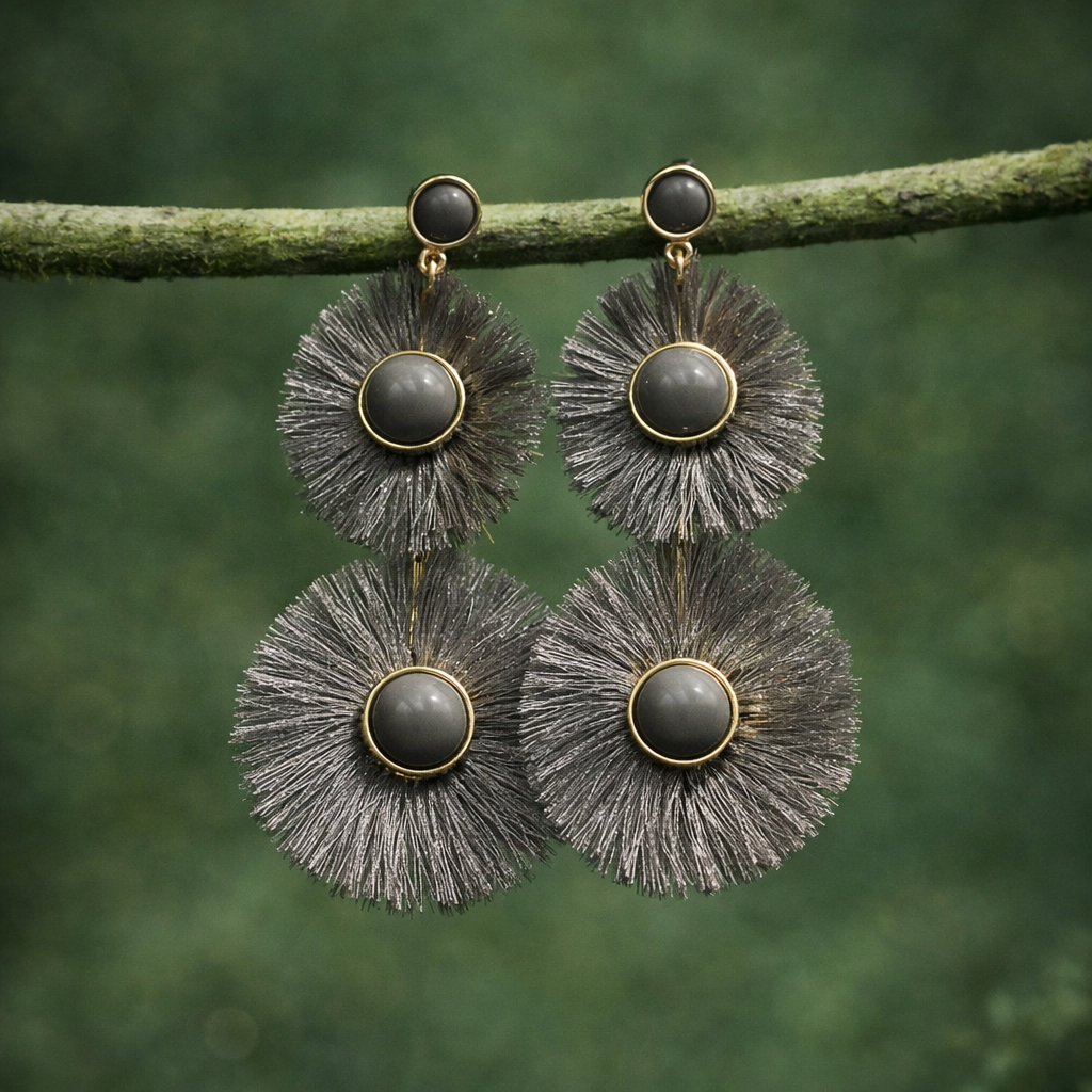 Pendientes Flor gris