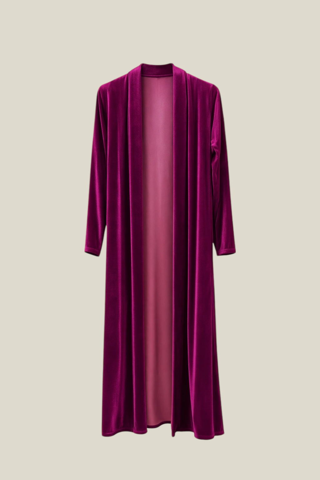 Abrigo liso de terciopelo buganvilla
