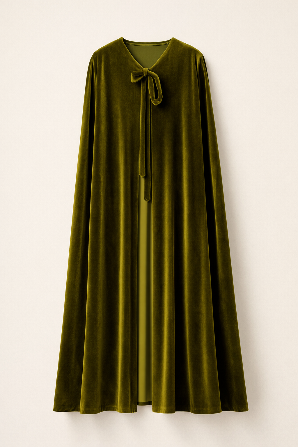 Capa comprida de veludo verde-oliva 