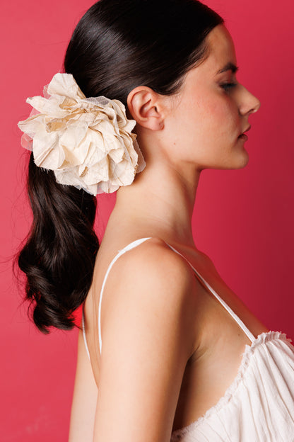 Beige Tulle Flower