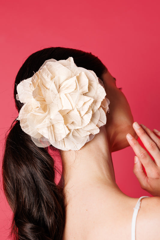 Beige Tulle Flower