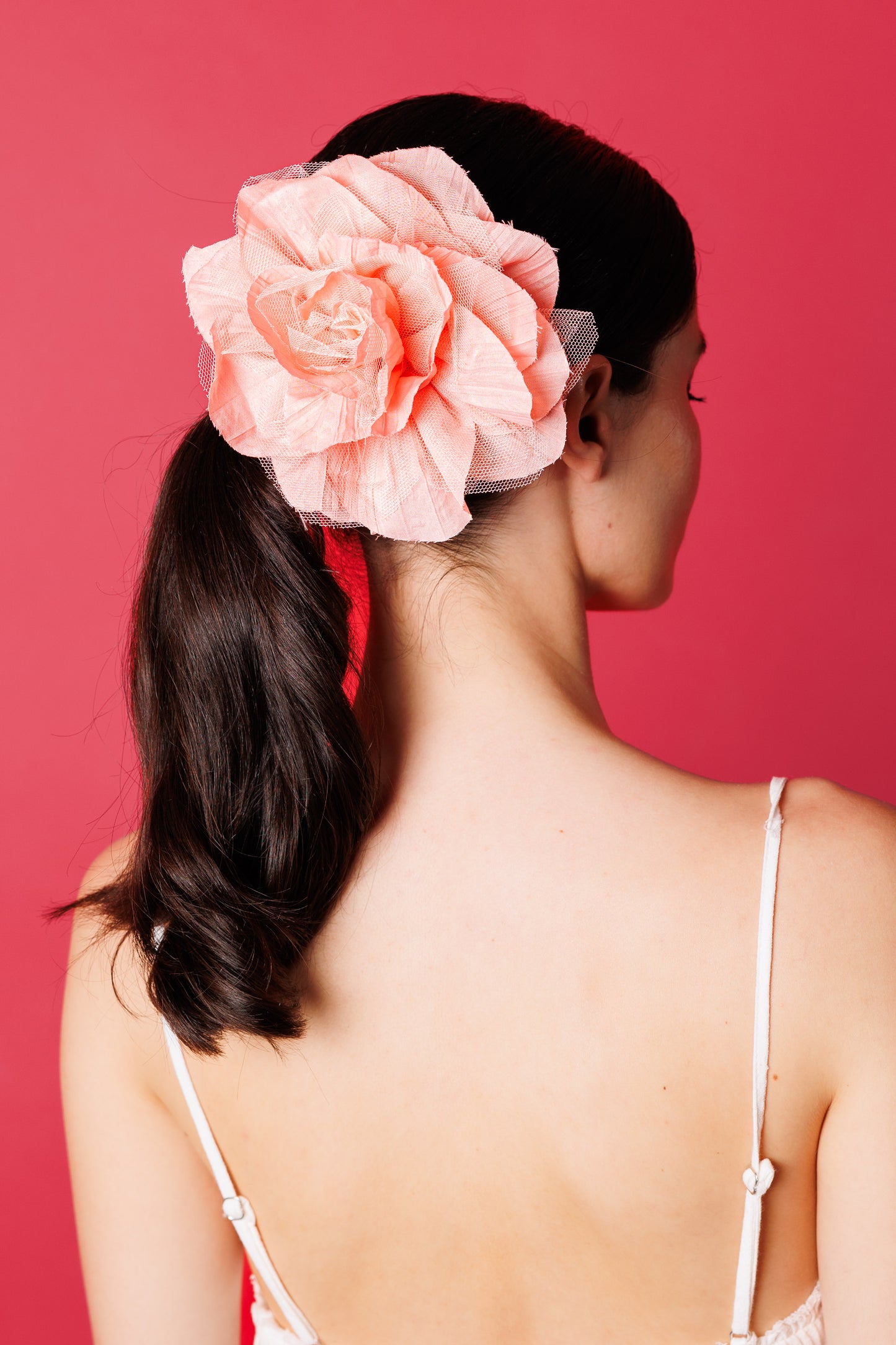 Salmon Tulle Flower