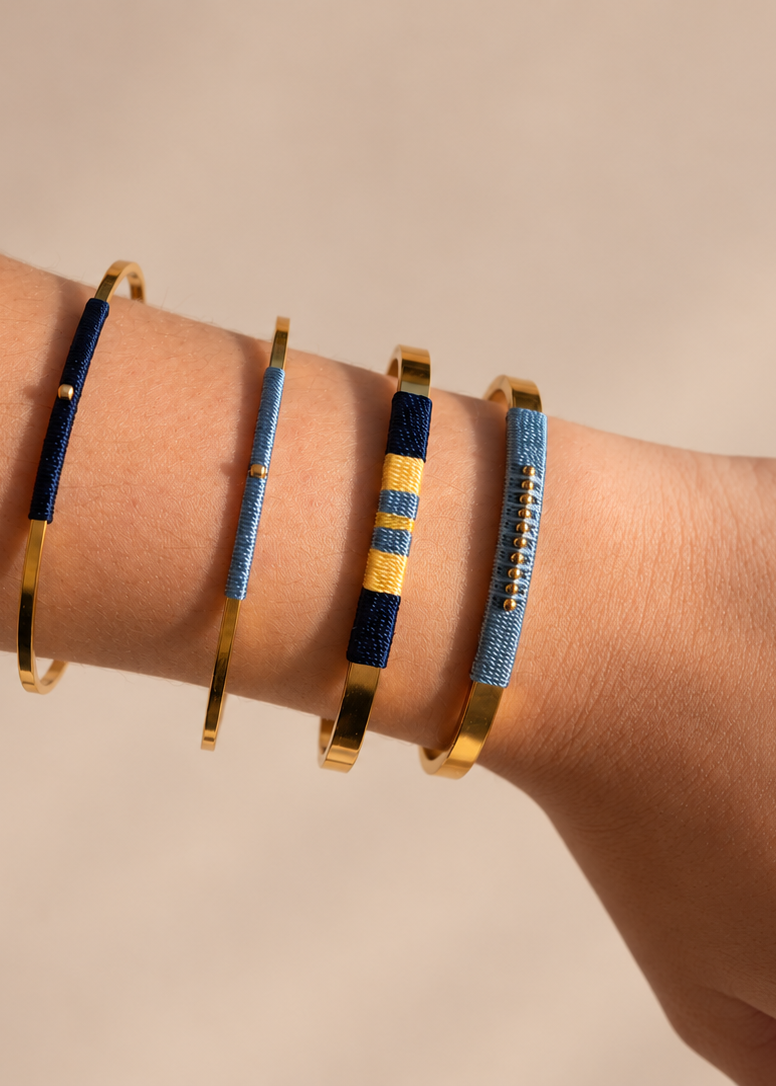 Bracelet Kapim Medium avec perles bleu Klein