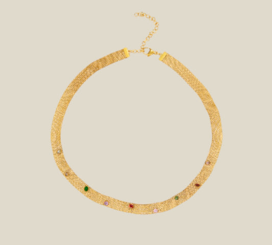 gargantilla, oro, cadena, circonitas, collar, marcela & co