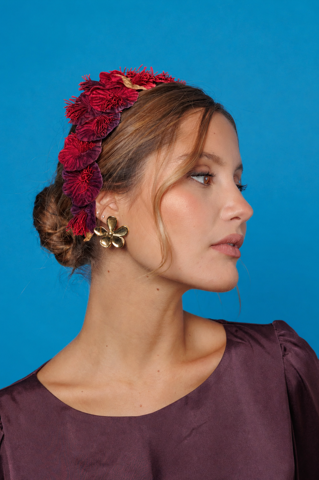 Diadema Dalia roja y morada