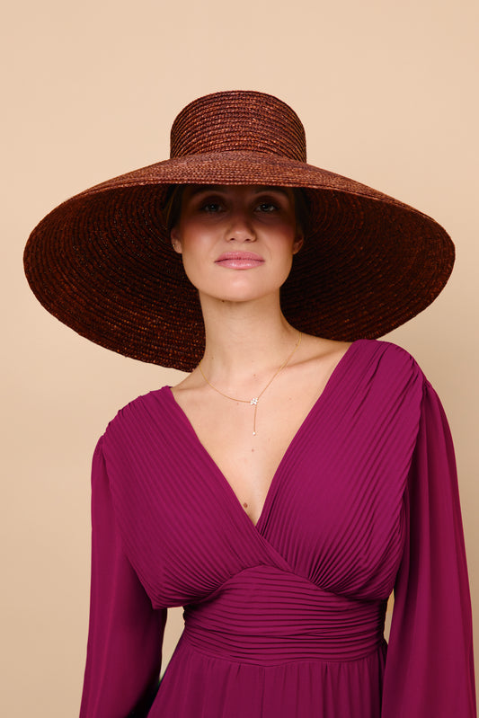 pamela, paja, marron, acampanada, invitada, boda, marcela and co