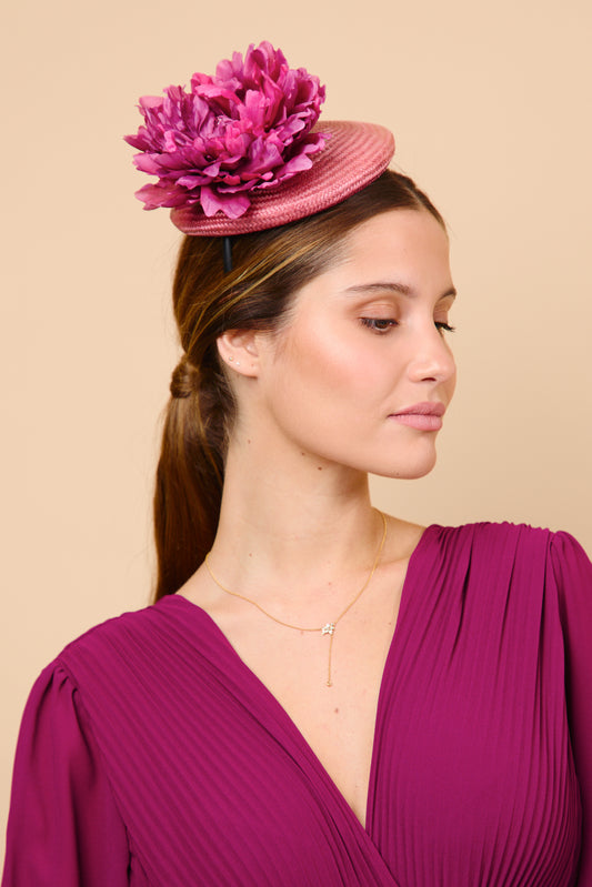 tocado, flor, rosa, buganvilla, invitada, boda, marcela and co