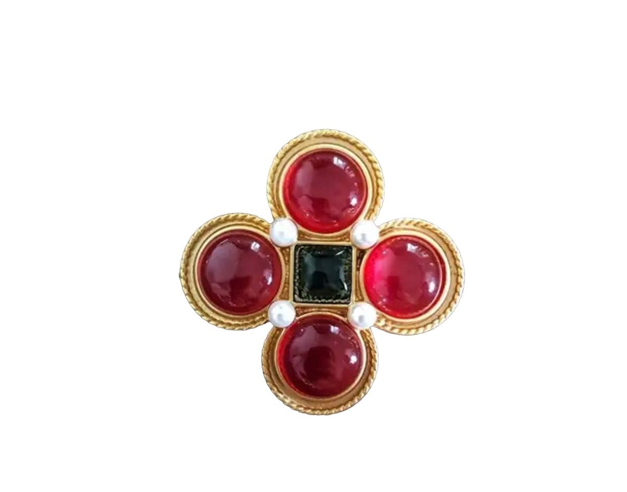 Red flower brooch