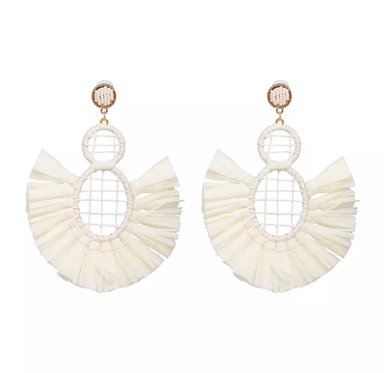 White Panama earrings