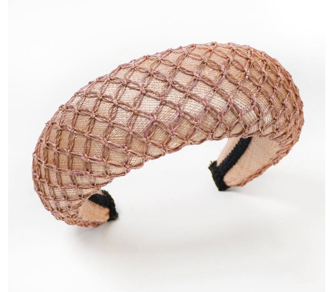 Roca nude sinamay headband with hairnet