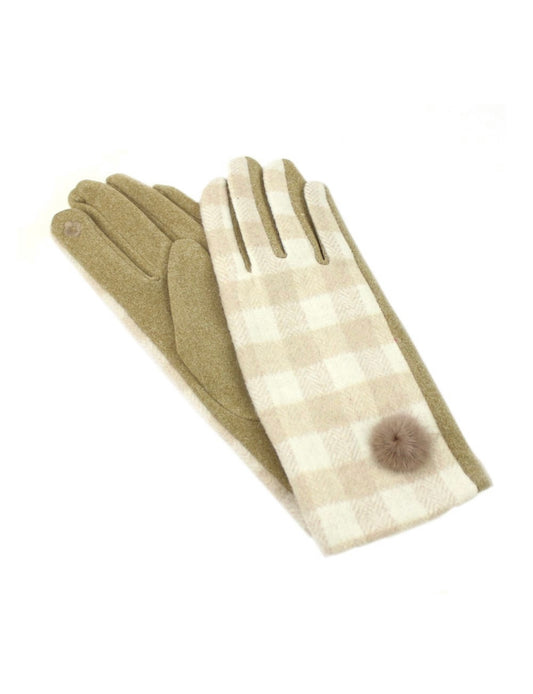 Guantes cuadros mostaza