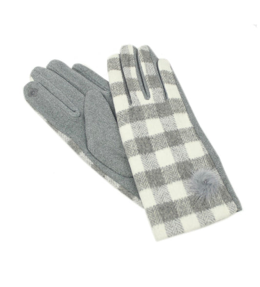 Grey plaid gloves