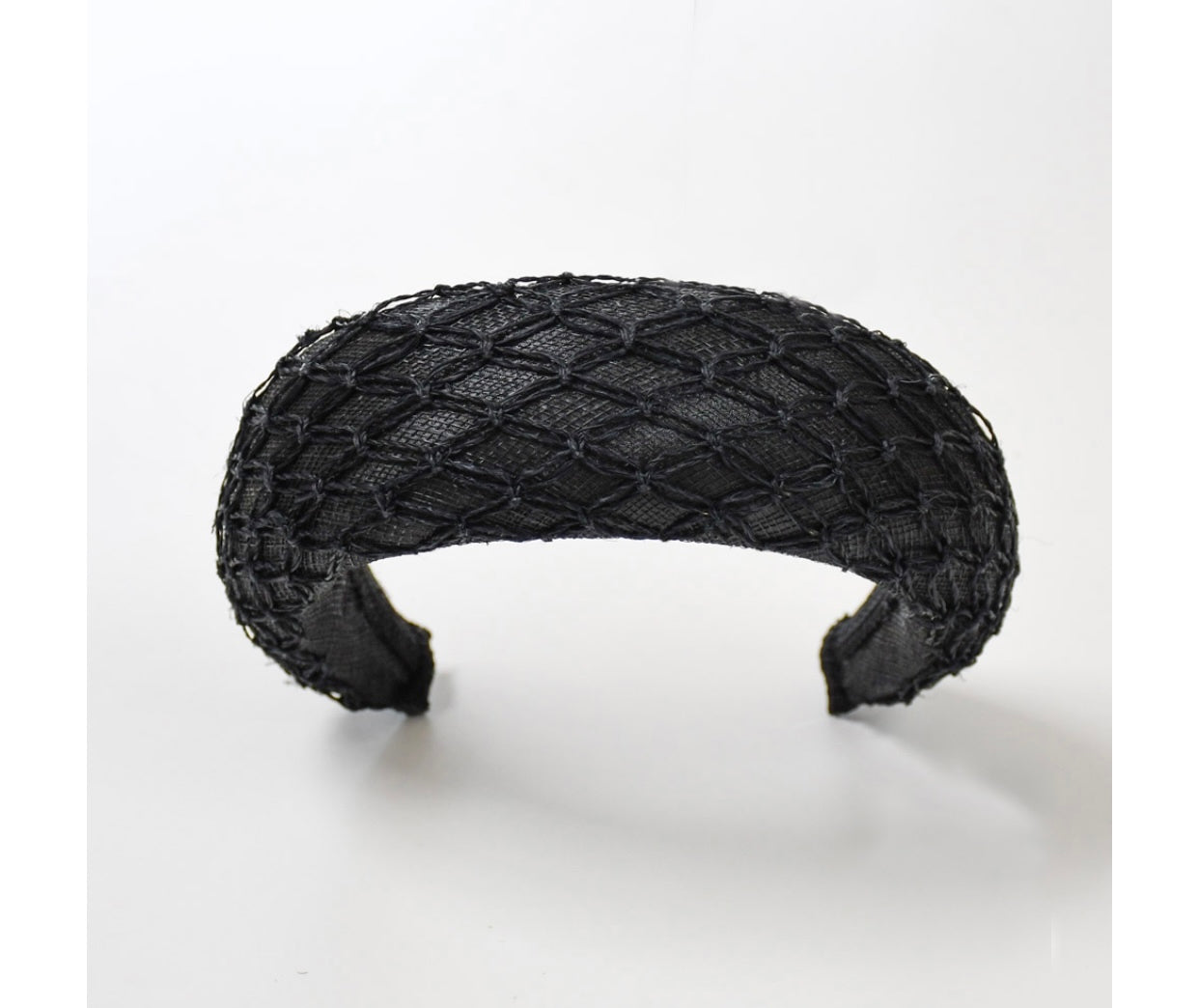 Roca black sinamay headband with hairnet