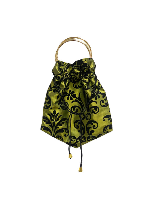 Green brocade sack bag