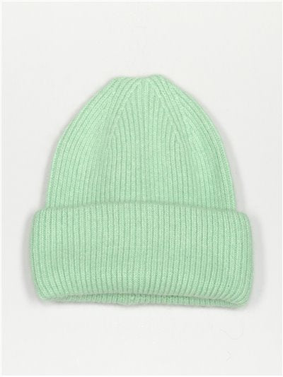 Gorro de punto verde manzana