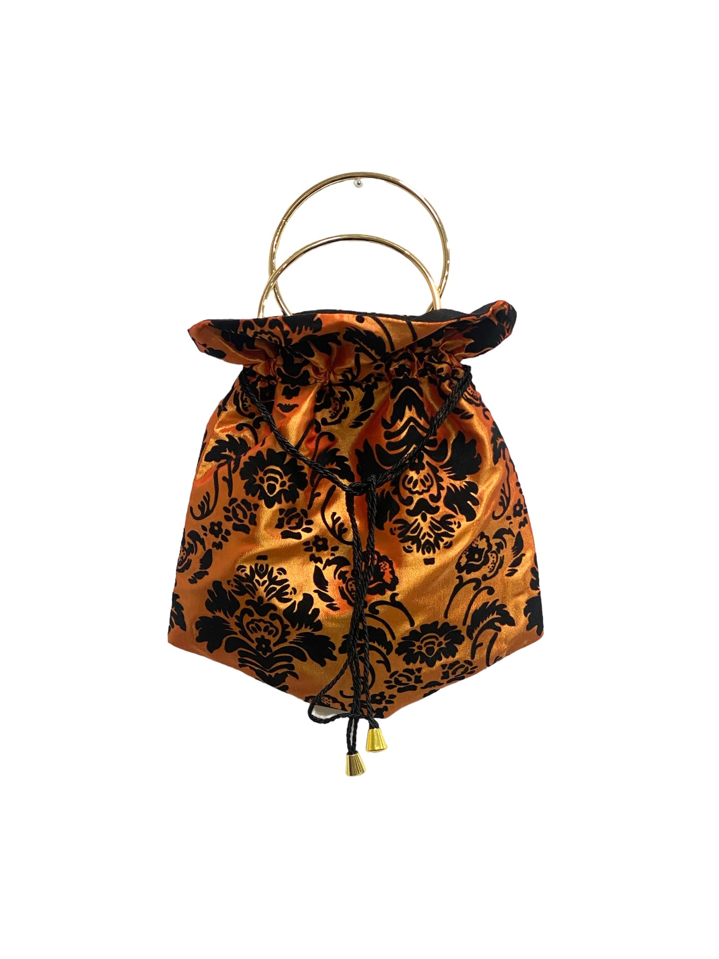 Orange brocade sack bag