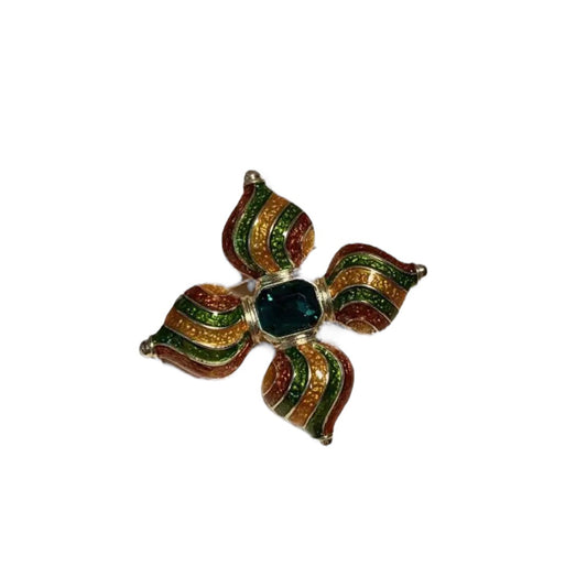 Green flower brooch