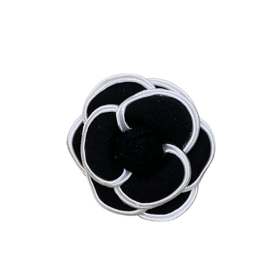 Black and white camellia brooch