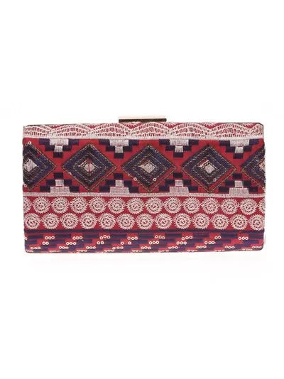 Blue and red embroidered bag