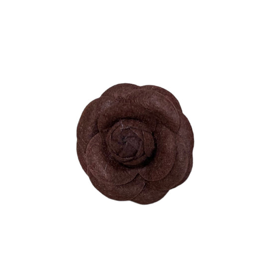 Chocolate Camellia Felt Brooch